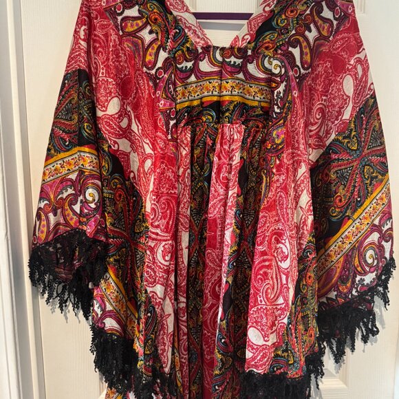 EUC OOAK LOTUS TRADERS BUTTERFLY SLEEVE A-LINE EMPIRE WAIST TUNIC TOP PLUS SIZE - Picture 4 of 4